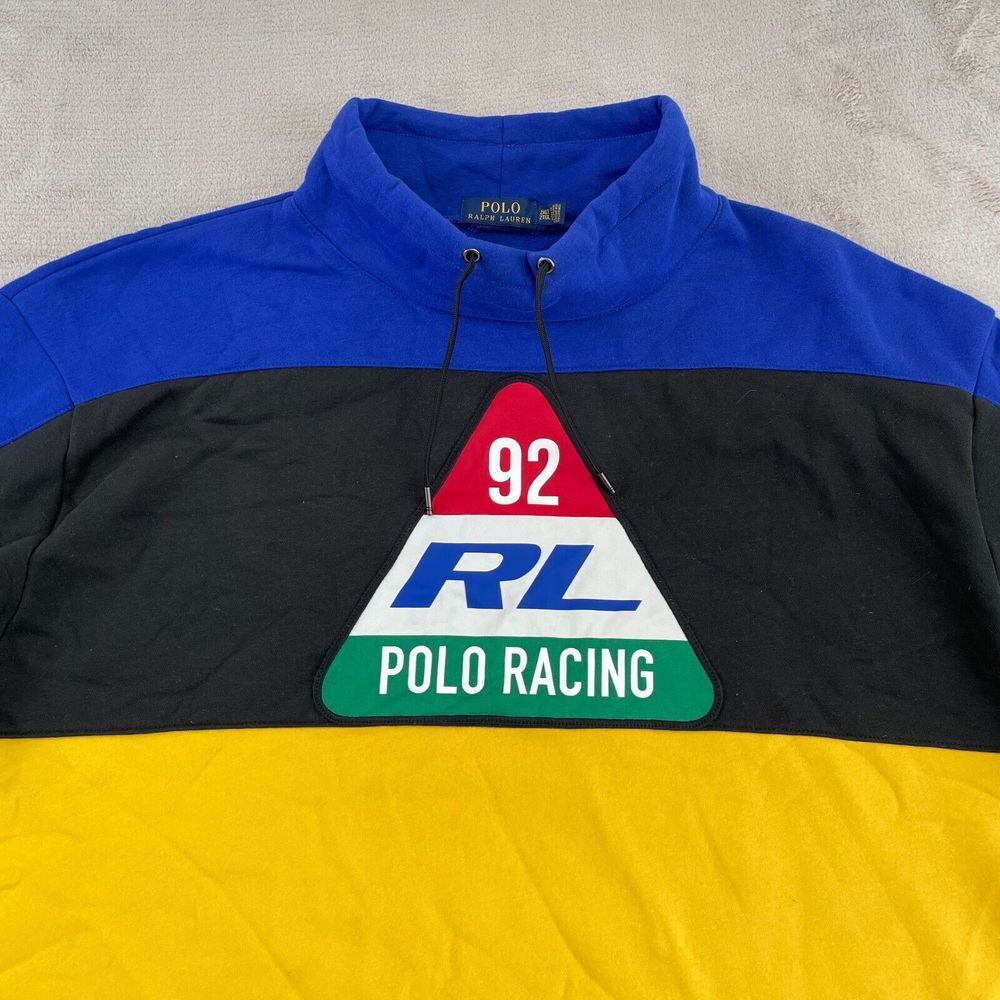 Polo Ralph Lauren 92 Racing Sweatshirt Men 2XLT Multi ColorBlock PRL1 Funnel